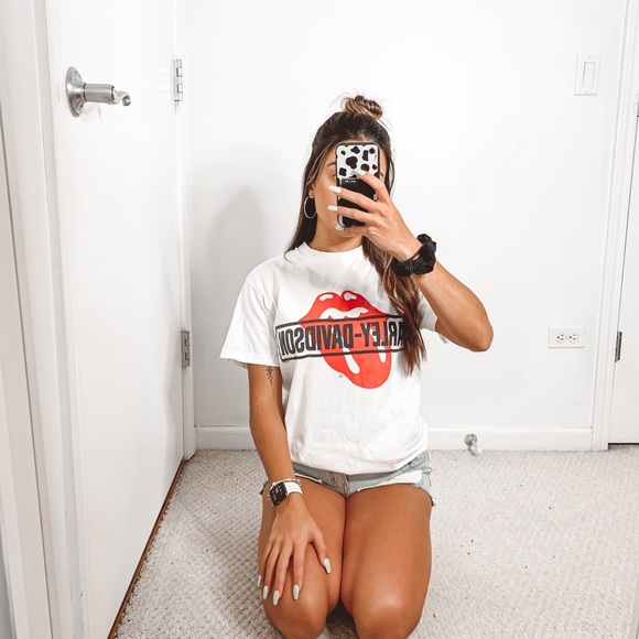 Harley-Davidson Tops - Harley Davidson x Rolling Stones White Graphic Tee